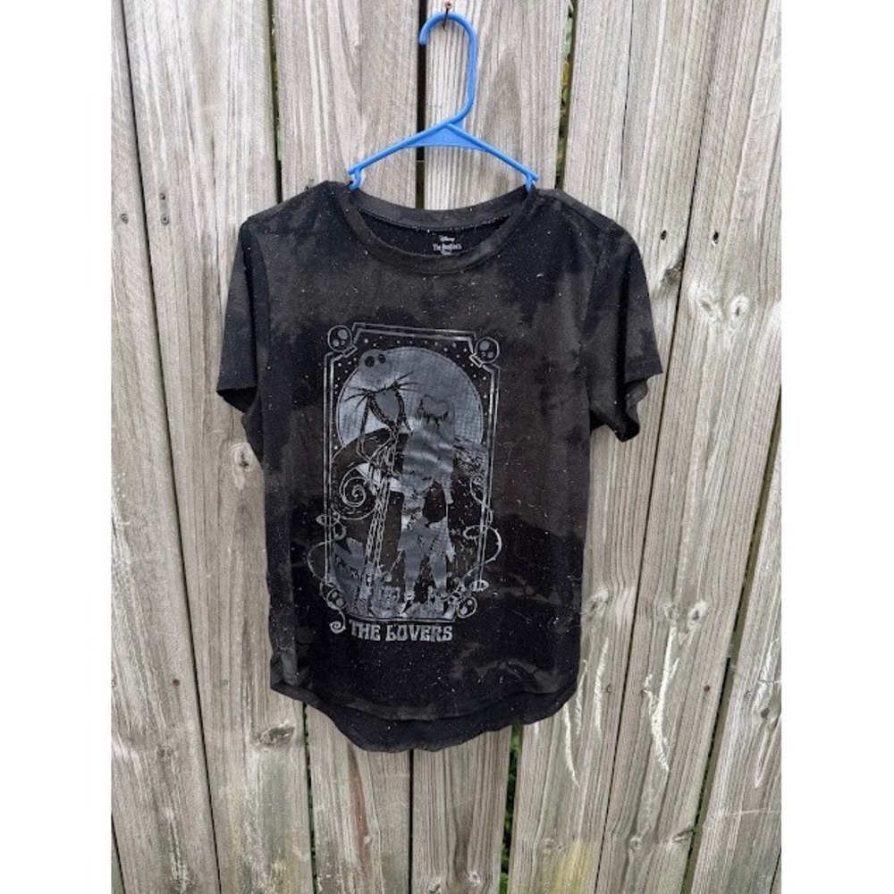 Goth Emo Tarot Disney Nightmare Before Christmas Tee XL Black Acid Wash Lovers